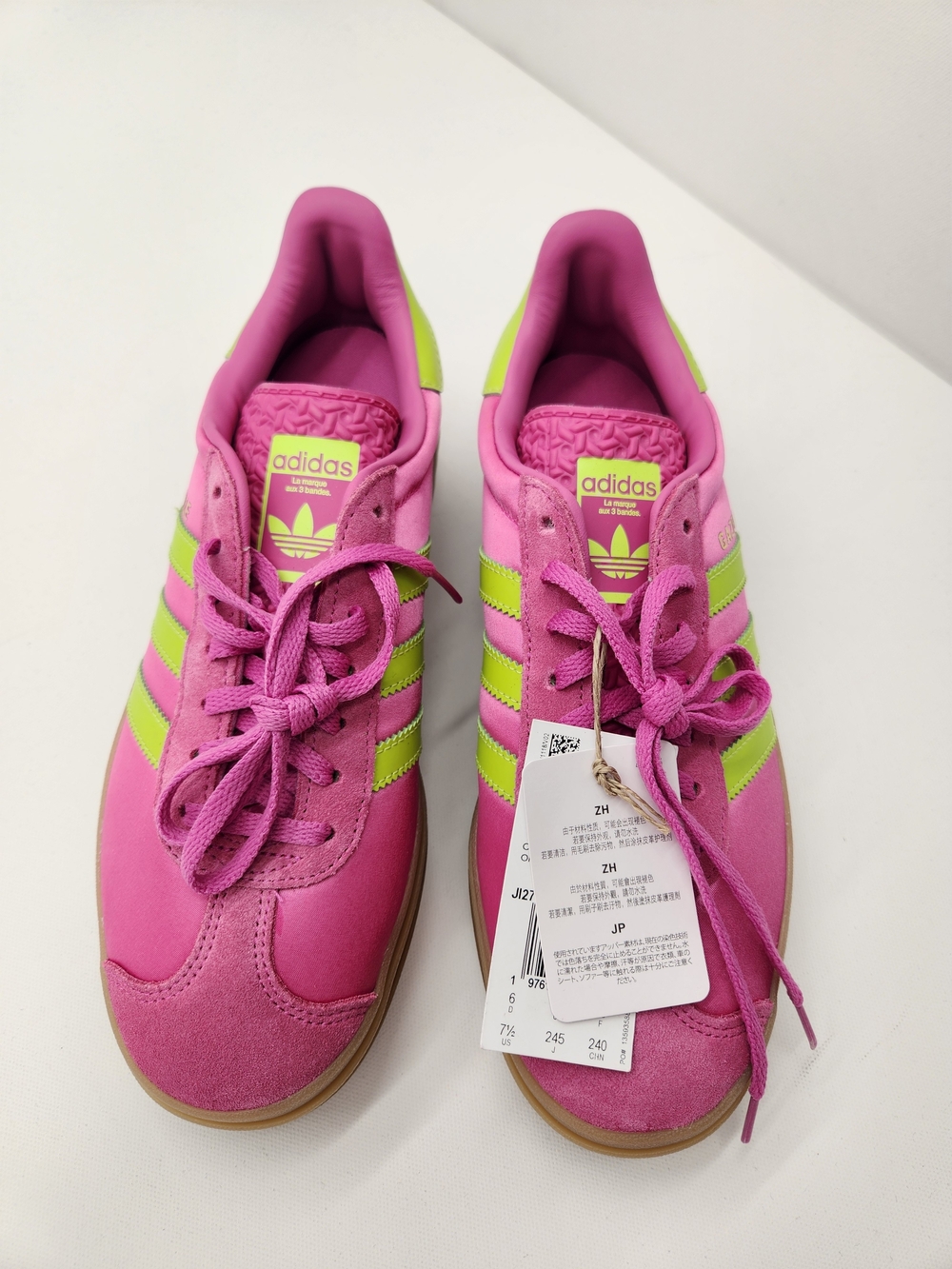Adidas Gazelle Bold Platform Sneakers Pink Lime Green Gum Sole Women's 7.5 NWT